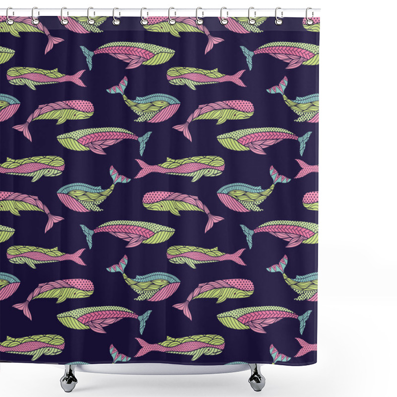 Personality  Whales Seamless Pattern Shower Curtains