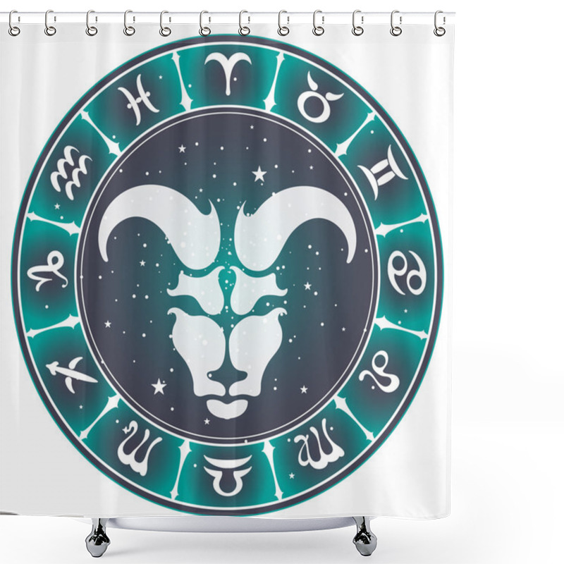 Personality  Aries Zodiac Sign , Vector Illustration Shower Curtains