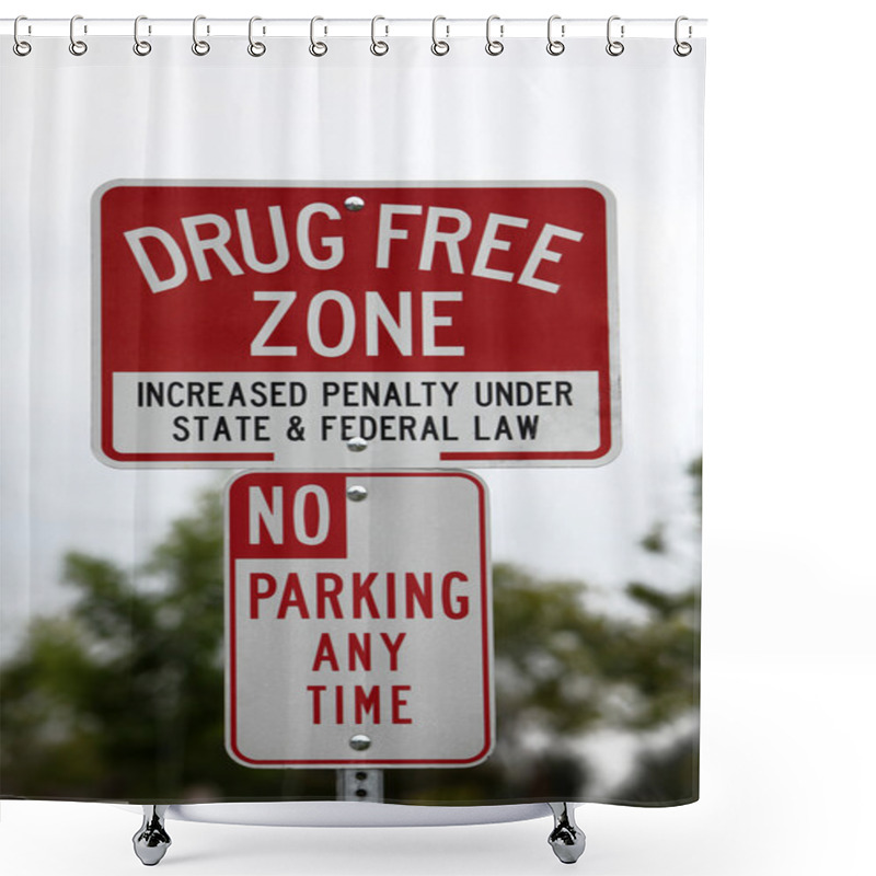 Personality  Drug Free Zone Sign Shower Curtains