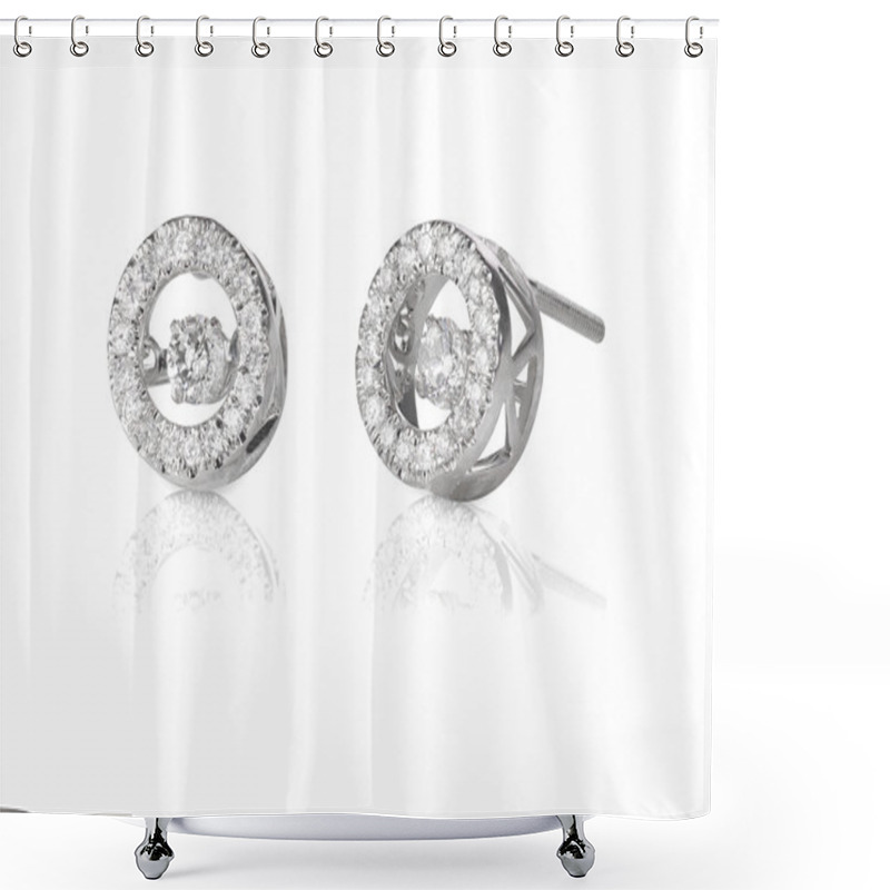 Personality  Diamond Halo Floating Stud Earrings Shower Curtains