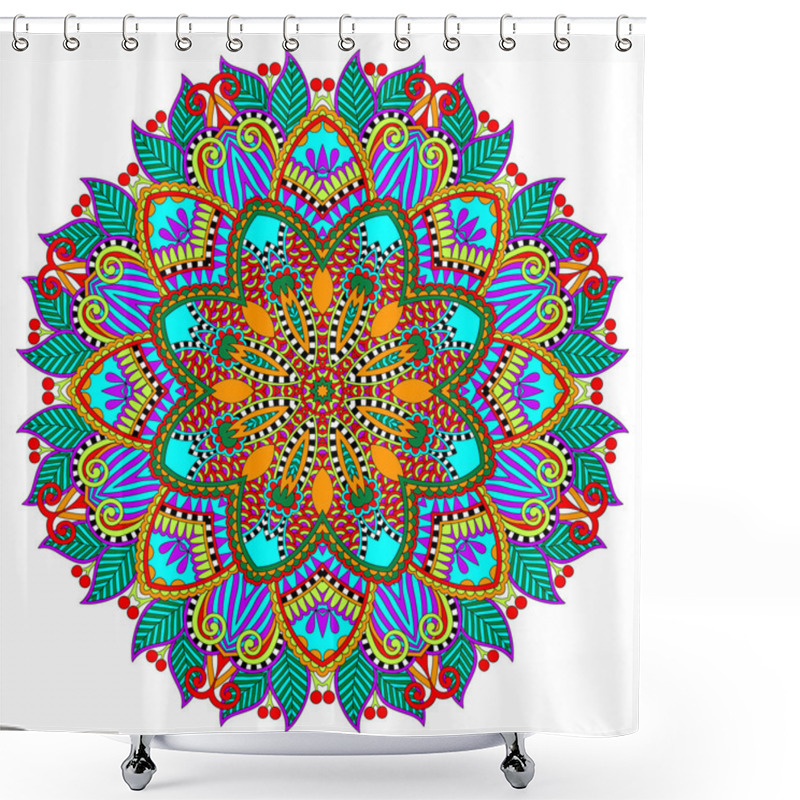 Personality  Mandala, Circle Decorative Spiritual Indian Symbol Of Lotus Shower Curtains