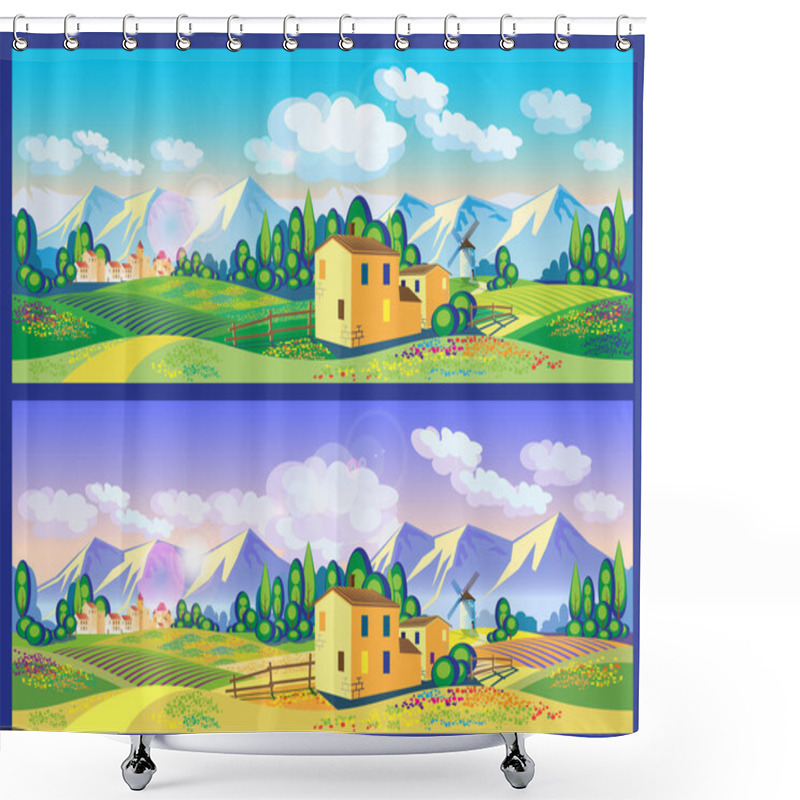 Personality  Countryside In The Spring And Summer Shower Curtains