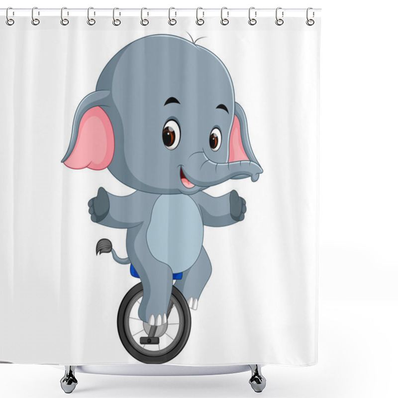 Personality  Cute Elephant Riding A Unicycle Shower Curtains