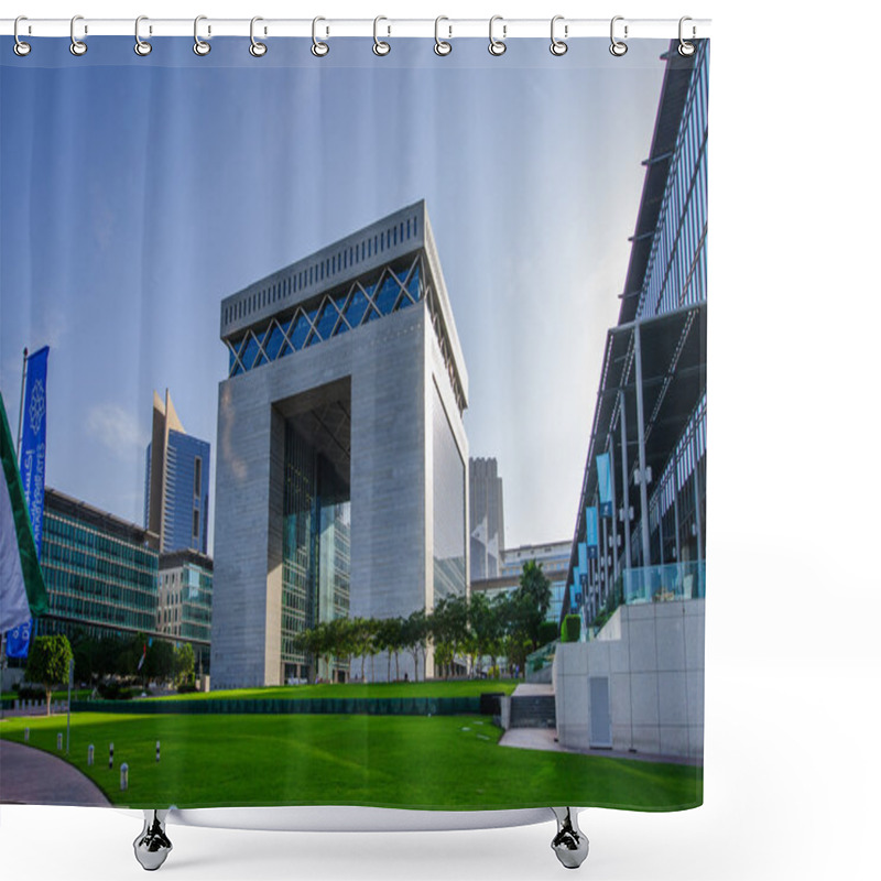 Personality  DUBAI -MAY 11:The Gate - Main Building Of Dubai International Financial Center, The Fastest Growing International Financial Center In Middle East. 11 May 2014 , Dubai, UAE. Shower Curtains