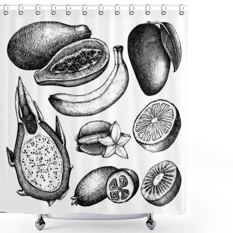 Personality  Hand Drawn Exotic Fruits Shower Curtains