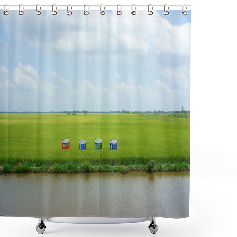 Personality  Green Rice Field, Ditch At Mekong Delta Shower Curtains