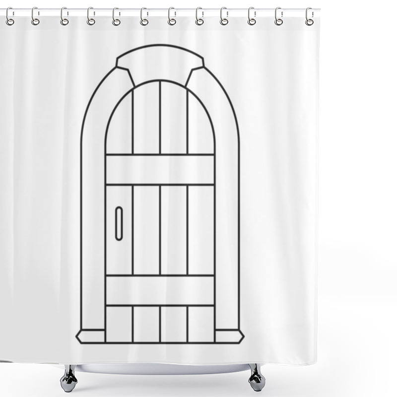 Personality  Door Medieval Vector Outline Icon. Vector Illustration Doors Castle On White Background. Isolated Outline Illustration Icon Of Door Medieval . Shower Curtains