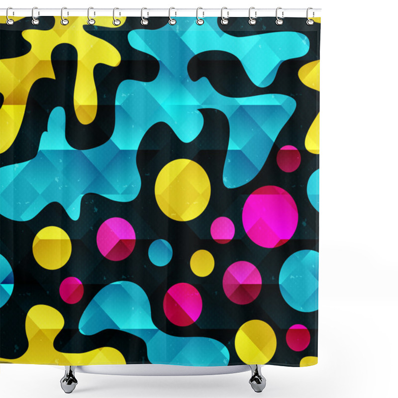 Personality  Bright Graffiti Geometric Seamless Pattern Grunge Effect Shower Curtains