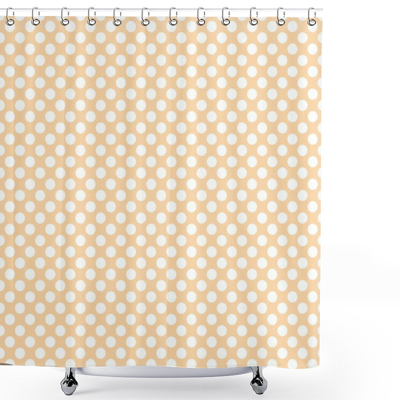 Personality  Tile Vector Pattern With White Polka Dots On Pastel Coral Background Shower Curtains