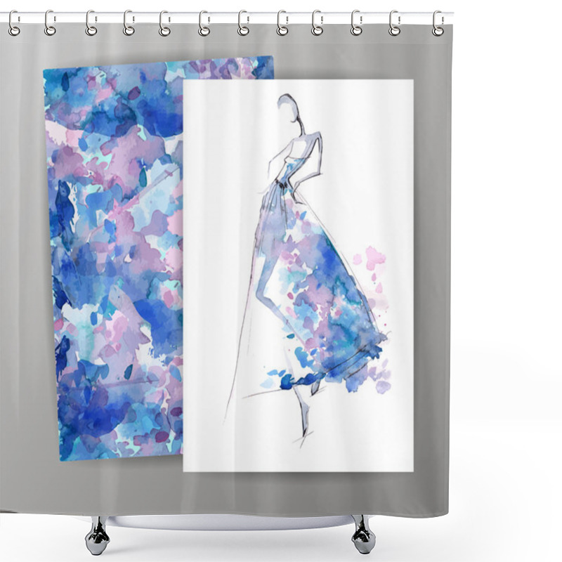 Personality  Fashion Women In Sketch Style. Greeting Card With Abstract Girl. Perfect For Any Other Kind Of Design. Vector Illustration, EPS10. Shower Curtains