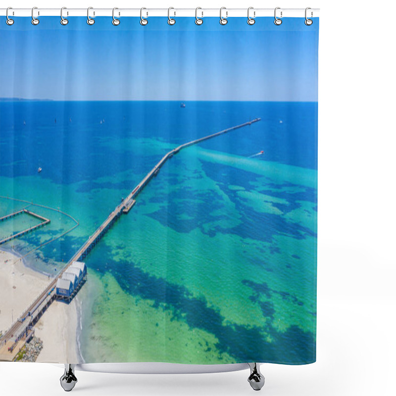 Personality  Aerial View Of Busselton Jetty In Australia Shower Curtains