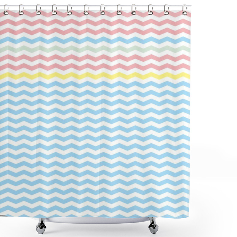 Personality  Chevron Zig Zag Tile Vector Pattern Or Seamless Green, Pink, Yellow And Blue Background. Shower Curtains