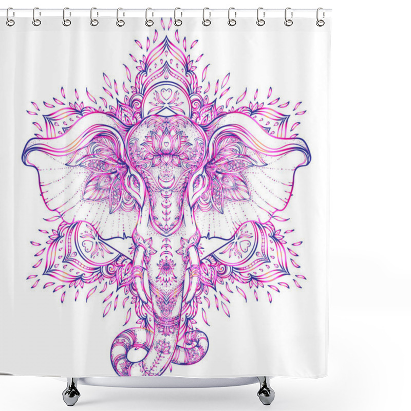 Personality  Tribal Style Elephant Over Mandala  Shower Curtains