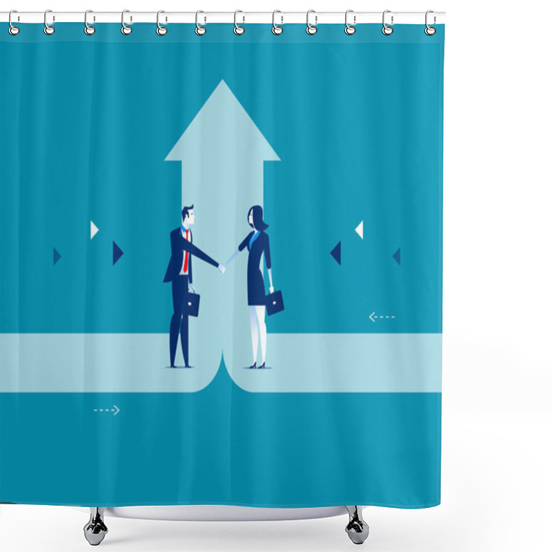 Personality  Business Deal. Concept Business Success Vector Illustration. Shower Curtains