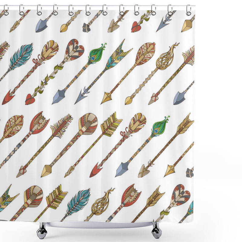 Personality  Seamless Pattern Of Tribal Arrows Shower Curtains