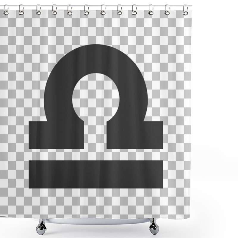 Personality  Libra Sign Illustration. Dark Gray Icon On Transparent Background. Shower Curtains