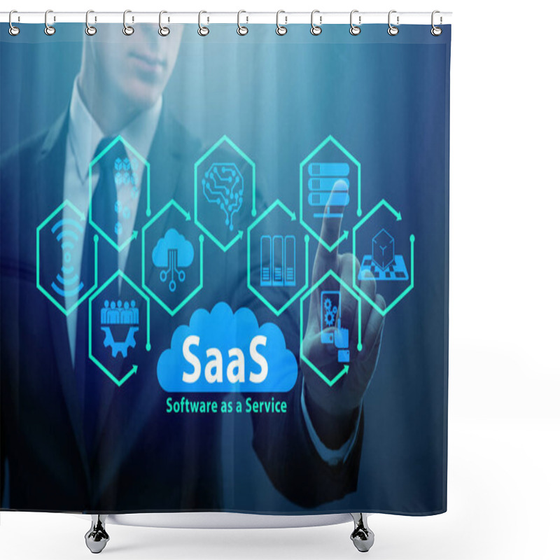 Personality  Software As A Service - SaaS Concept With Businessman Shower Curtains