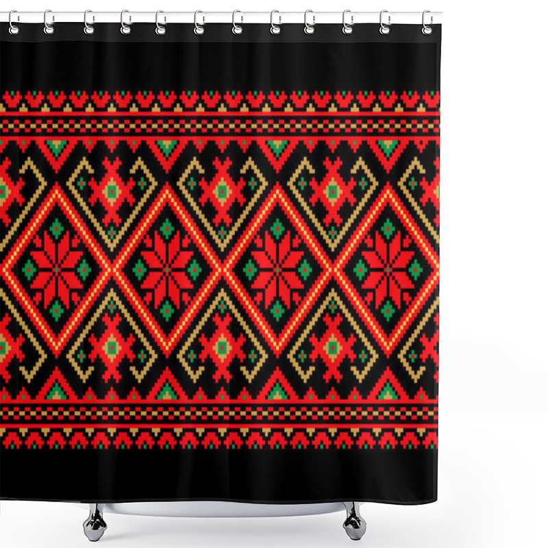 Personality  Vector Illustration Of Ukrainian Folk Seamless Pattern Ornament. Ethnic Ornament Shower Curtains