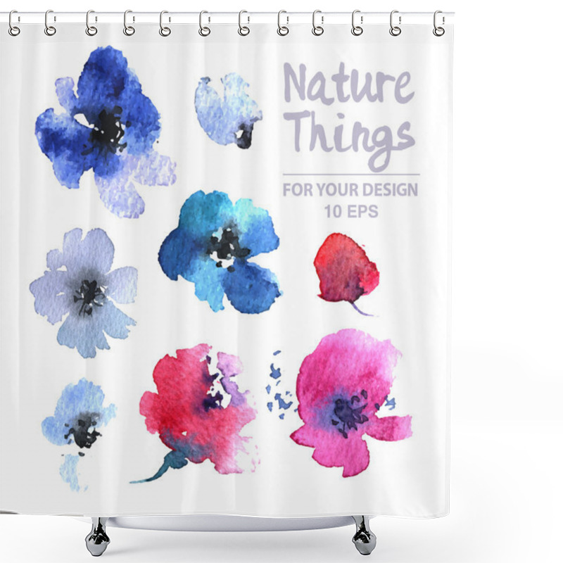 Personality  Floral Collection Of Painted Flowers Shower Curtains