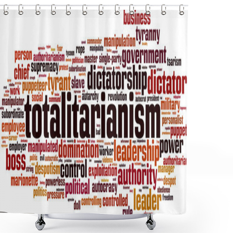 Personality  Totalitarianism Word Cloud Concept. Vector Illustration Shower Curtains