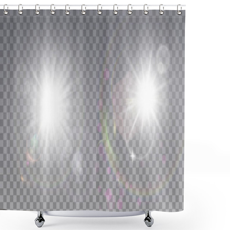 Personality  Two White Sun With Lens Flare Shower Curtains