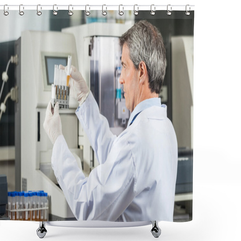 Personality  Researcher Analyzing Urine Samples In Lab Shower Curtains