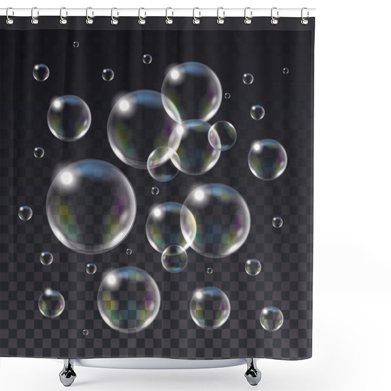 Personality  Relistic Vector Isolated Soap Bubbles. Shower Curtains