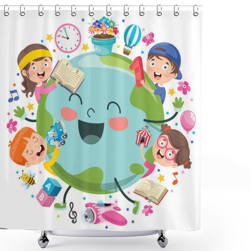 Personality  Concept Design With Funny Children Shower Curtains