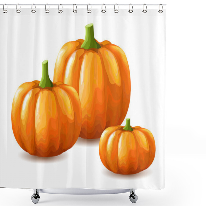 Personality  Bunch Of Pumpkins On White Background Shower Curtains