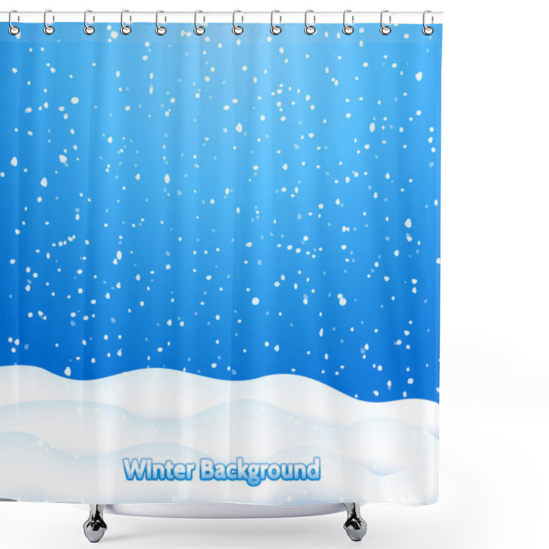 Personality  Falling Snow. Blue Winter Background Shower Curtains