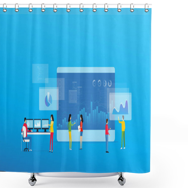 Personality  Business Analytics Design Concept And Business Team Meeting For Working On Dashboard Monitor Shower Curtains