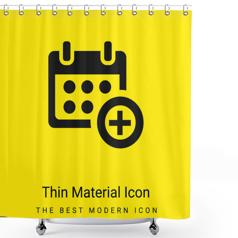 Personality  Add Calendar Symbol For Events Minimal Bright Yellow Material Icon Shower Curtains