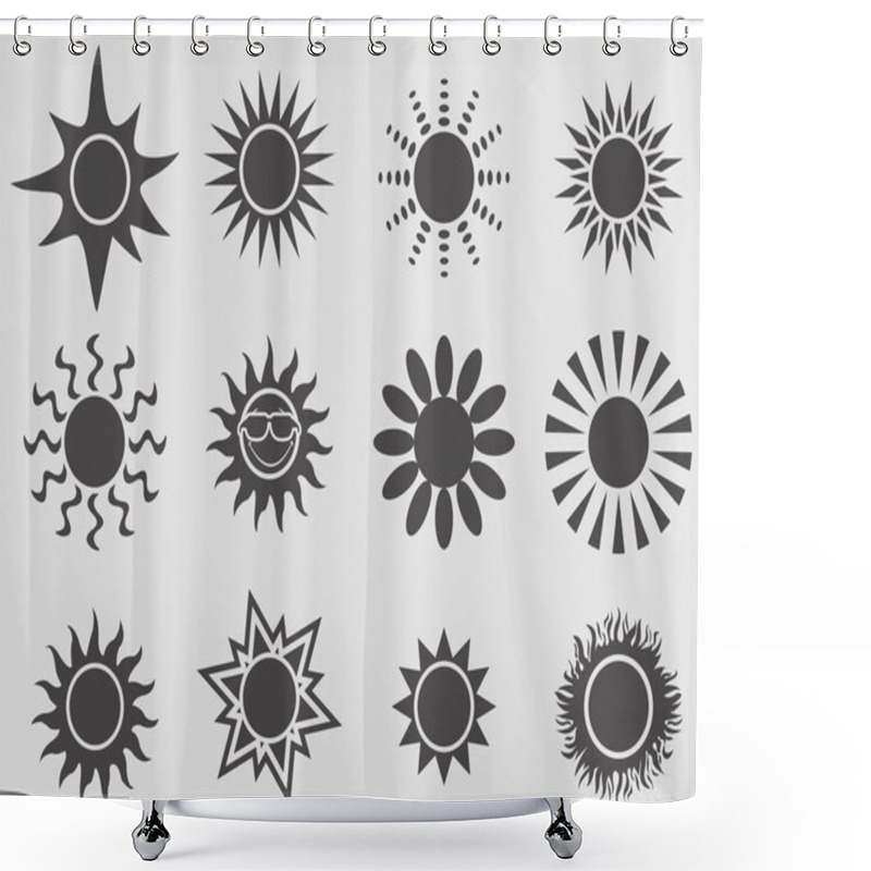 Personality  Sun Icons Set. Shower Curtains