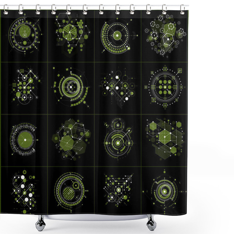 Personality  Set Of Abstract Geometric Technology Backgrounds Shower Curtains