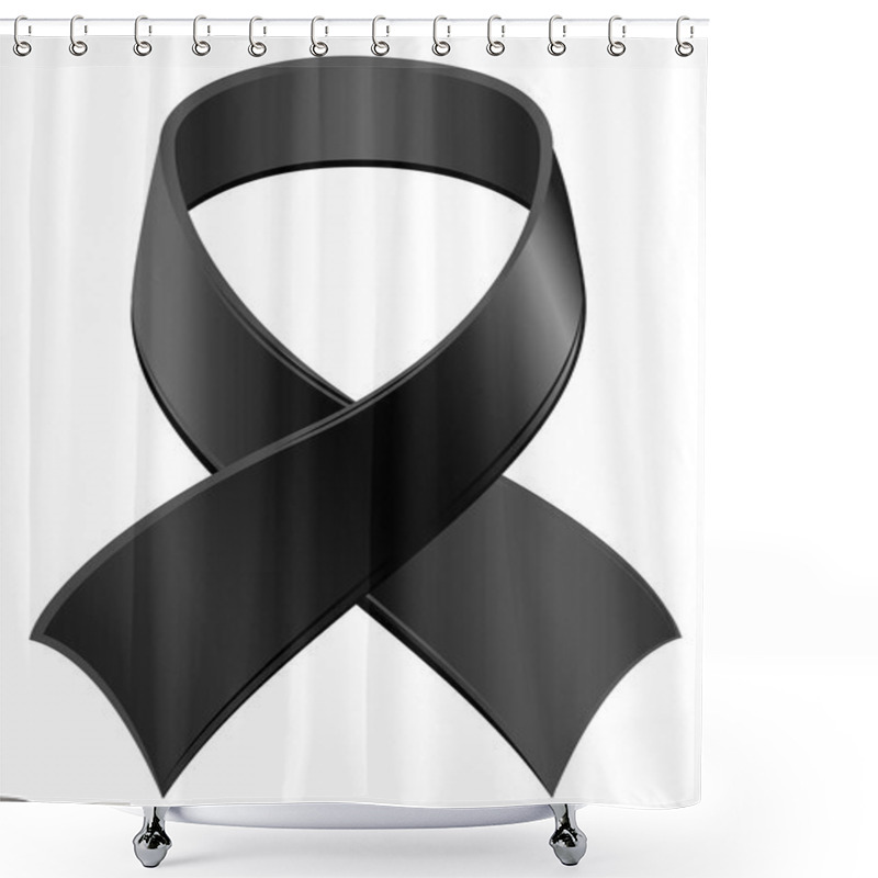 Personality  Black Ribbon Symbol Day Of Mourning Shower Curtains