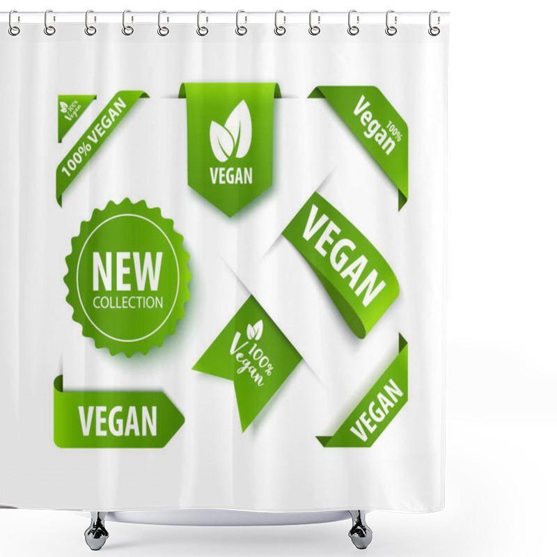 Personality  Vegan Foof Vector Labels.  Shower Curtains