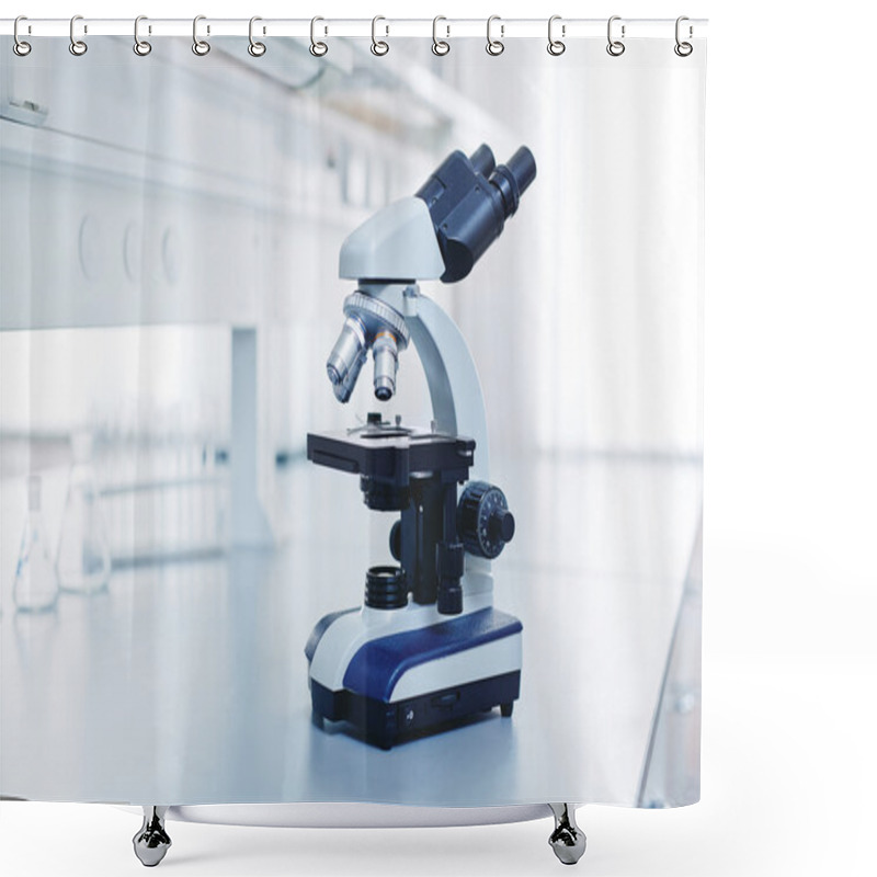 Personality  Modern Microscope At Laboratory Shower Curtains