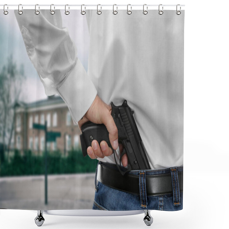 Personality  Man With Gun   Shower Curtains