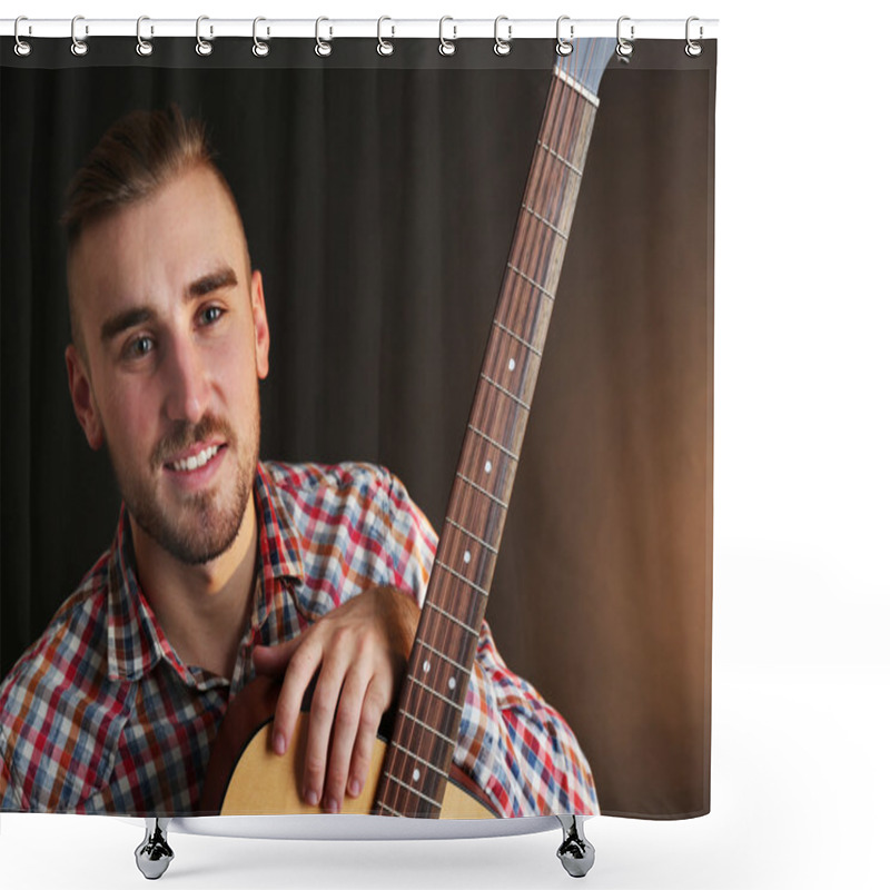 Personality  Young Man With Guitar Shower Curtains