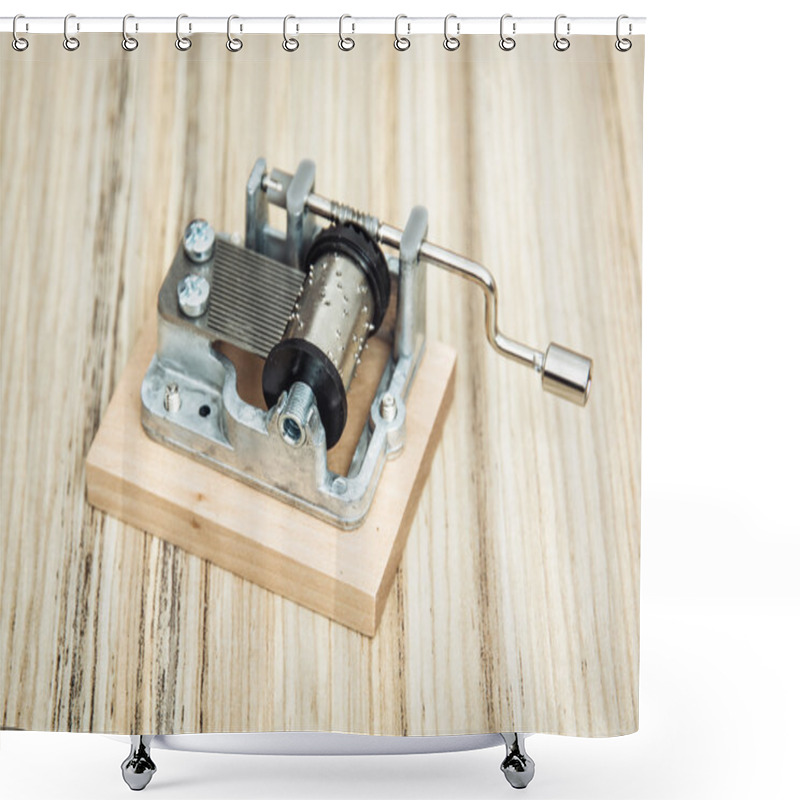 Personality  Old Little Music Box On The Wooden Background Shower Curtains