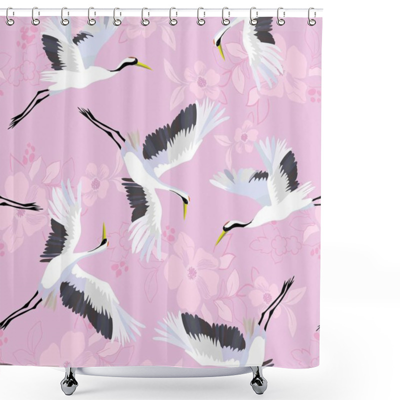 Personality  Crane, Pattern, Vector, Illustration Shower Curtains