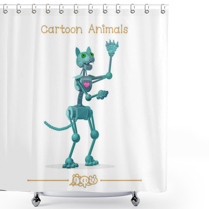 Personality   Toons Series Cartoon Animals: Robot Cat Shower Curtains