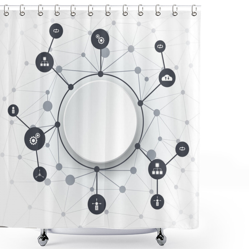 Personality  Vector Illustration Abstract Molecules And Communication Technology Shower Curtains