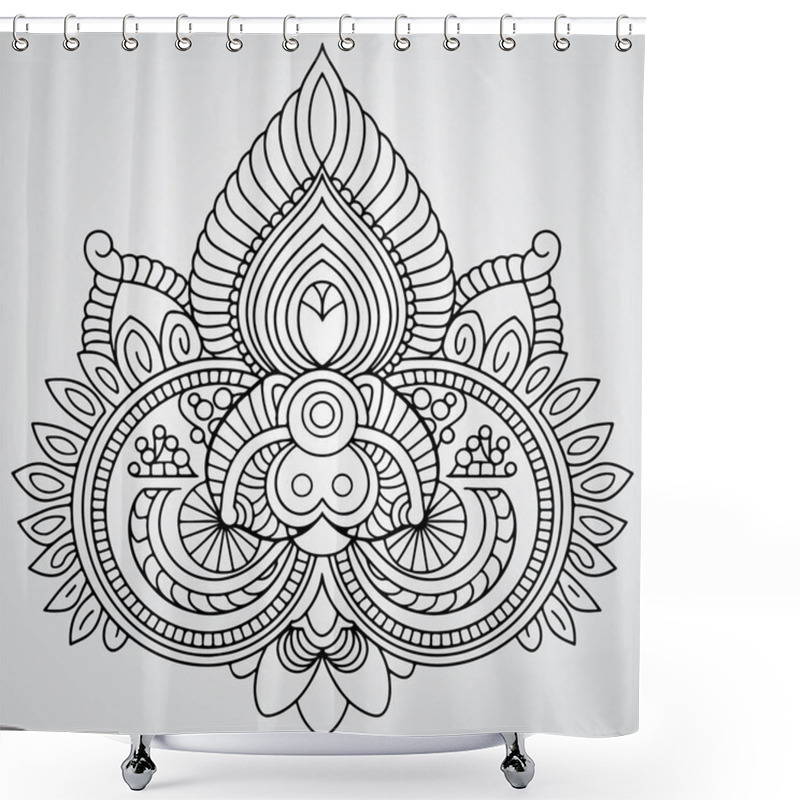 Personality  A Hand Drawn Illustration Floral Ornament With Flowers And Leaves Shower Curtains