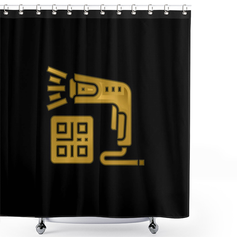 Personality  Barcode Scanner Gold Plated Metalic Icon Or Logo Vector Shower Curtains