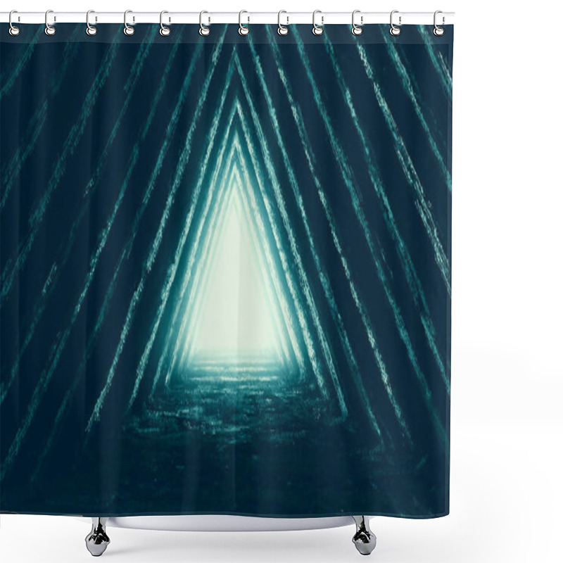 Personality  Unknown Temple Of Destiny Illustration. Drawing Illustration With Corridor Triangular Shape. Genre Of Fantasy. Shower Curtains