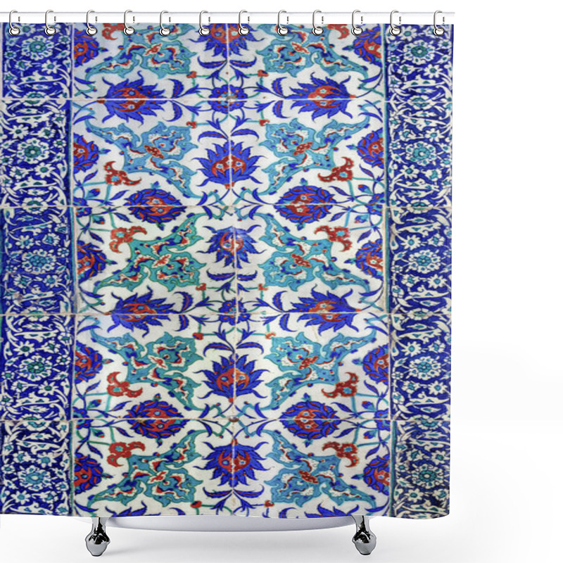 Personality  Ancient Ottoman Handmade Turkish Tiles With Floral Patterns From Topkapi Palace In Istanbul, Turkey. Shower Curtains