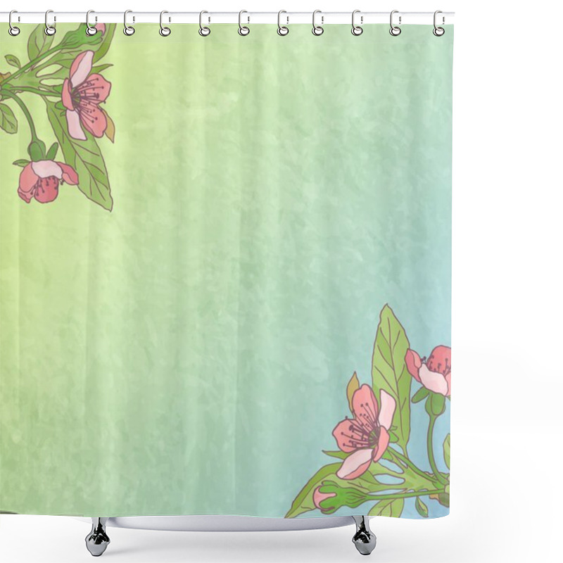 Personality  Blooming Cherry Close-up. Spring Background. Nature Blooming Bac Shower Curtains