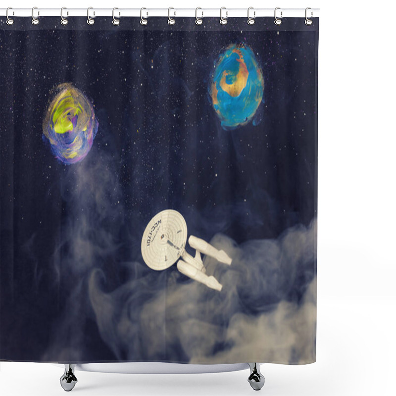 Personality  Kiev, Ukraine, March 15, 2019 - Star Trek Starship USS Enterprise, Model Hobby Product Shower Curtains