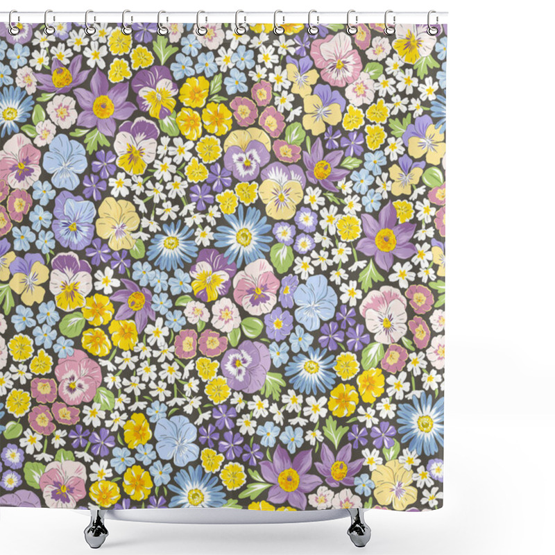 Personality  Variety Spring Garden Flower Hand Drawn Vector Seamless Pattern. Shower Curtains